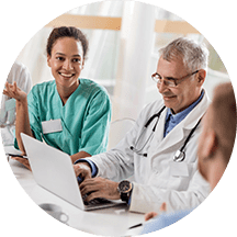 Doctor and Nurse Chatting happily about work